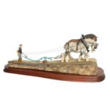 Border Fine Arts 'Stout Hearts' (Ploughing Scene), model No. JH34 by Ray Ayres, on wood base, with