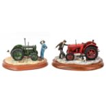 Border Fine Arts Tractor Models: 'Kick Start' (David Brown Cropmaster Tractor, Farmer and Collie),