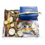A Silver Pocket Watch, 9 Carat Gold Wristwatch, Wristwatches, Pocket Watches, Two Second World War