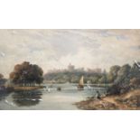 John Varley (1778-1842) Windsor Castle Signed watercolour, together with a landscape watercolour
