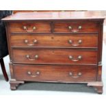 A George III Mahogany Chest of Drawers, crossbanded with reeded quarter columns, patra lnlays and on