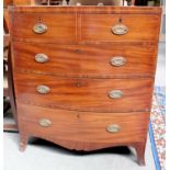 A Regency Mahogany Chest of Drawers, four height and bow front, 92cm by 49 cm by 107cm