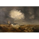 British School (19th Century) Extensive seascape with masted ships Oil on canvas, 60cm by 90cm