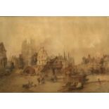 Paul Marny (1829-1914) Abbeville Watercolour, 59cm by 97cm