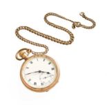 A Gold Plated Pocket Watch, with watch chain, each chain links are stamped 9c