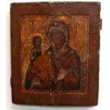 An Early 19th century Orthodox Icon, probably Russian, depicting Madonna and Child, 36cm by 31cm