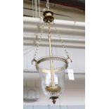 A Gilt Metal and Glass Three Line Hanging Lantern, 78cm drop
