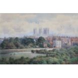 George Fall (1848-1925) Extensive panorama of York Signed, watercolour, together with a further work
