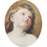 British School (19th Century) Study of a child, head and shoulders Oil on canvas, 31cm wide (oval)