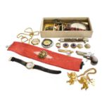 A Quantity of Jewellery and Collectables, including cufflinks, belt buckles, silver thimble,