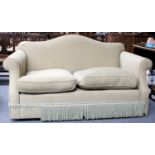 A Two Seater Hump Back Sofa, retailed by Woods of Harrogate, 164cm by 93cm by 86cm