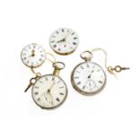 A Pocket Watch Dial and Verge Movement, signed John Hodges, London, Duplex pocket watch dial and