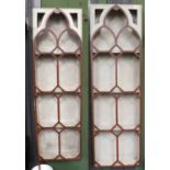 A Pair of Modern Painted Slender Hanging Shelves, in the Gothic style, 40cm by 13cm by 133cm