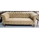 A Chesterfield Sofa, recovered in button fabric, 193cm by 85cm by 72cm