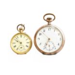 A Silver Pocket Watch, case stamped 0.800 movement signed Junghams, and a lady's fob watch, case