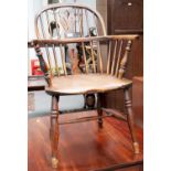 A 19th-Century Elm Windsor Chair Floor to seat - 41cm, overall, 59cm by 45cm by 88cm  Seat is
