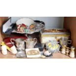 A Collectors Lot - including various coinage, opera glasses, silver plated items, pipes, costume