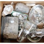 A Collection of Assorted Silver and Silver Plate, the silver including: a cigarette-box; a