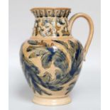 A Doulton Lambeth Stoneware Jug by Arthur B Barlow, circa 1870, of ovoid form decorated with a broad