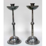 A Pair of German Silver Plate Candlesticks, by Württembergische Metallwarenfabrik (WMF), First