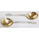 A Pair of Edward VII Silver Apostle-Spoons, by Elkington, Birmingham, 1906 and 1907, each with