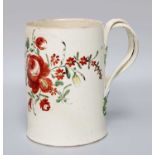 A Creamware Mug, circa 1770, probably Leeds, of spreading cylindrical form and with entwined strap