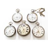 Three Silver Open Faced Pocket Watches, an Open Faced Pocket Watch, case stamped 0.935, and a Silver
