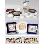 Decorative Ceramics, including a Pratt water jug and pewter cover, two Pratt pot lids, two frames,