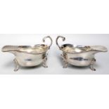 A Pair of George V Silver Sauceboats, by Edward Barnard and Sons Ltd., London, 1925, oval and with