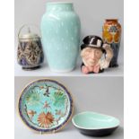 20th Century Ceramics, to include: Royal Lancastrian vase and bowl, Doulton Lambeth biscuit