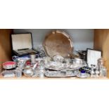 A Collection of Assorted Silver and Silver Plate, the silver including an Art Deco style caster; a