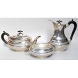 A Three-Piece George VI Silver Tea-Service, by Viners Ltd., Sheffield, 1947, each piece in the