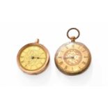 Two Lady’s Gold Fob Watches, cases stamped 18k and 9k