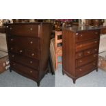 A Pair of Mahogany Stag Furniture Chest of Drawers, five height and straight front, each 82cm by