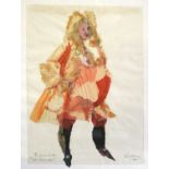 Ralph Koltai (1924-2018) Portrait of a gentlemen in theatre costume 1720-1740 Signed, inscribed