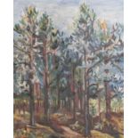 H* Henderson (20th Century) Treebound lanscape Indistictly signed and dated (19)64, oil on board,