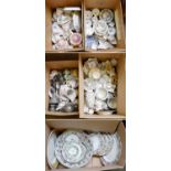 Five Boxes of Miscellaneous Ceramics, Glass and Metalwares, including Crown Staffordshire Thousand