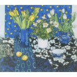 Donald Hamilton Fraser RA (1929-2009) "Irises" Signed, silkscreen, 62cm by 47cm together with a