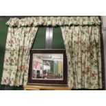 A Pair of Sanderson "Rosamund" Pattern Floral Curtains and Gathered Pelmet, lined, 218cm long by