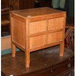 A Yorkshire Oak Work Box, unattributed, 46cm by 30cm by 47cm