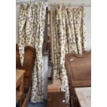 A Pair of Harlequin Gainsborough Pattern Curtains, with tie-backs, 220cm long, 152.4cm wide