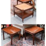 A Pair of Modern Mahogany Lamp Tables, 56cm square by 49cm; together with a modern leather inset