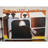 Spanish School (Contemporary) Matadors and a bull Oil on canvas, 113cm by 162cm (unframed)