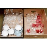 Set of Eleven Cranberry Glasses, a quantity of cut and other glass together with Royal Doulton
