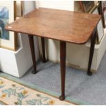 An 18th century Drop Leaf Table, 71cm by 59cm by 72cm Surfaces are faded, tabletop with a chip