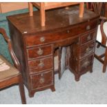 A 19th Century Mahogany Knee Hole Desk of Small Proportions and with Bow Front, 86cm by 49cm by