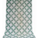 Early 20th Century Green and White Stylised Trellis Patchwork Quilt with a white cotton reverse,