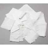 Assorted White Linen Table Linen, comprising white linen bed cover with crochet inserts, white linen