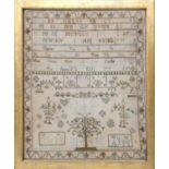 Adam and Eve Sampler Worked by Mary Gatenby Aged 11, Dated 1801, comprising alphabet and verse to
