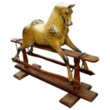 Late 19th Century FH Ayres of London Dapple Grey Rocking Horse, with carved head, glass eyes, good